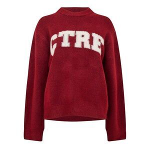 Couture Womens/Ladies Knitted Crew Neck Sweater / Burgundy